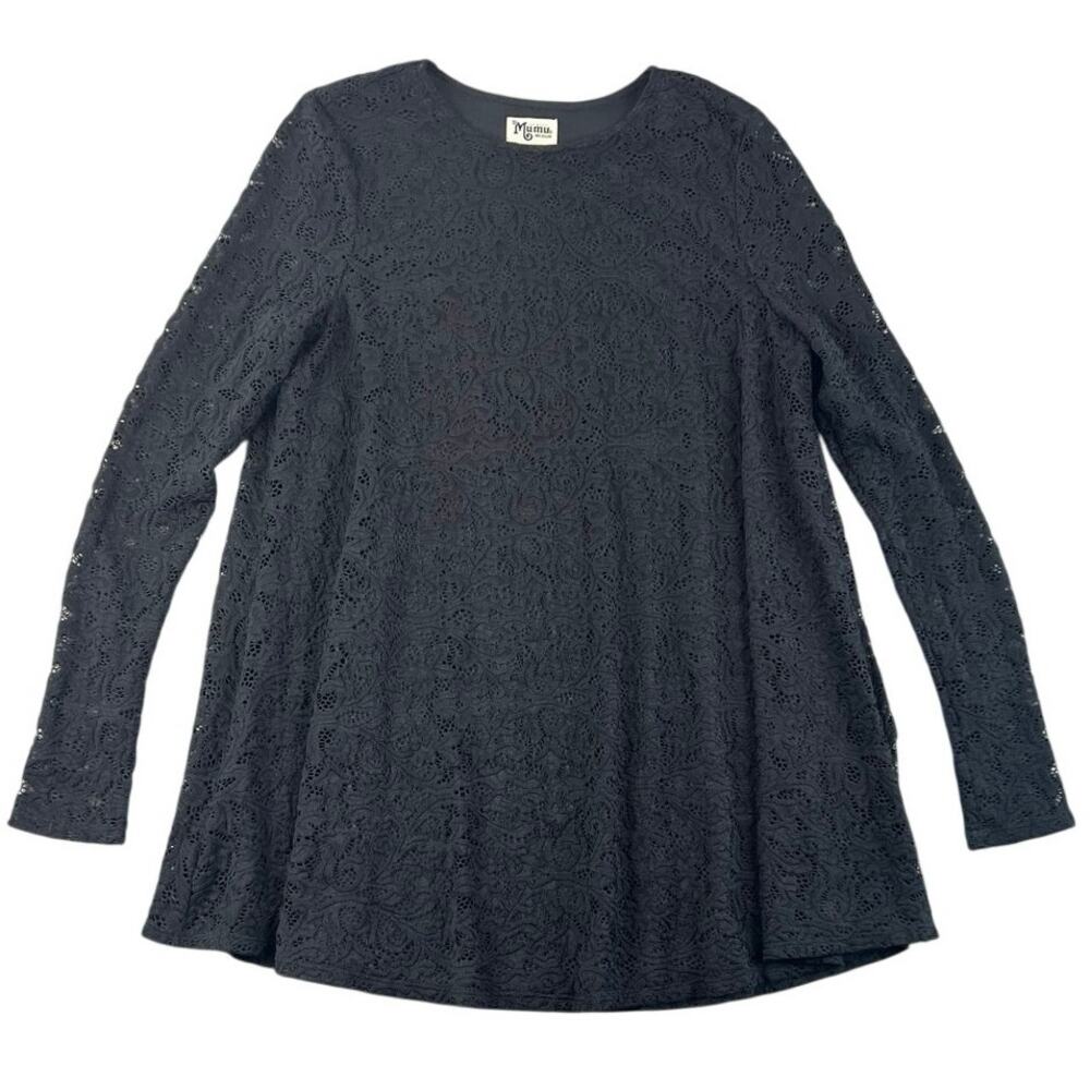 Show Me Your Mumu Black Lace Swing Tunic Dress Made in USA Long Sleeve Mini - M